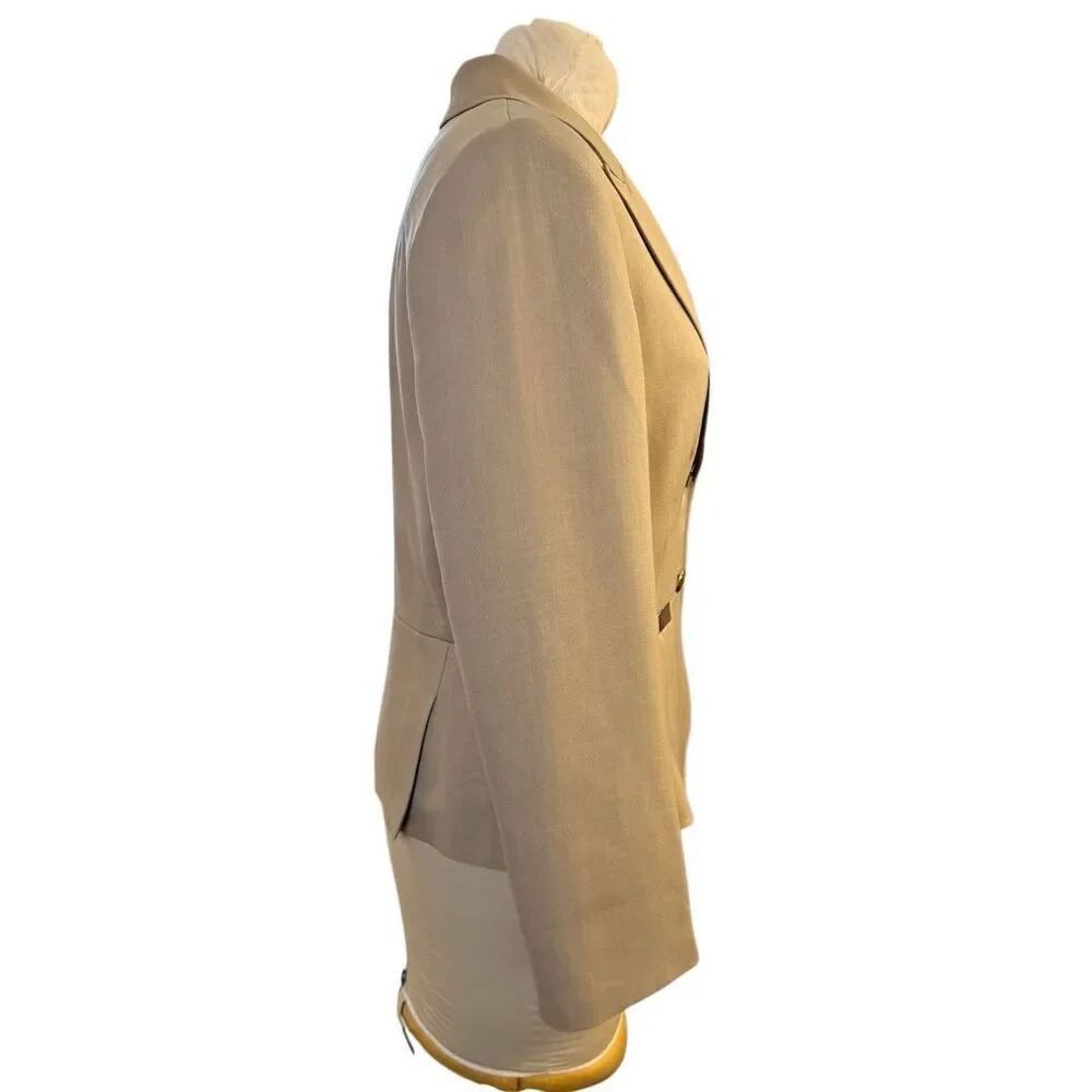 TAHARI Brown Tan Wool Belt Detail 2-Button Blazer Sz. 12 Career Professional - Picture 12 of 16